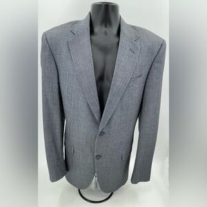 Hart Schaffner Marx 40L 2 Button Sports Coat Blazer Wool Grey Black & Grey Check